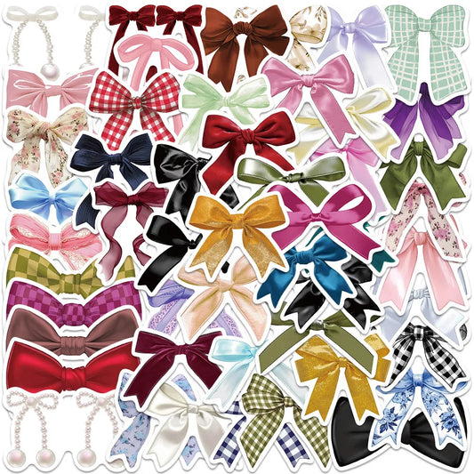 50Pcs Aesthetic Bow Stickers: Waterproof DIY Decals