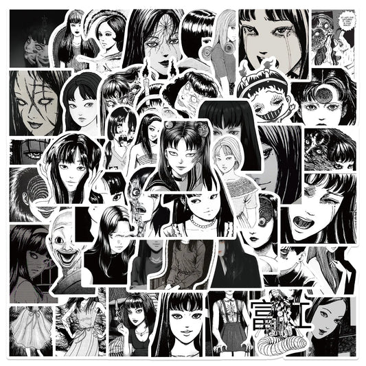 50pcs Junji Ito Horror Graffiti Stickers for Helmet, Wall, Desktop Decoration