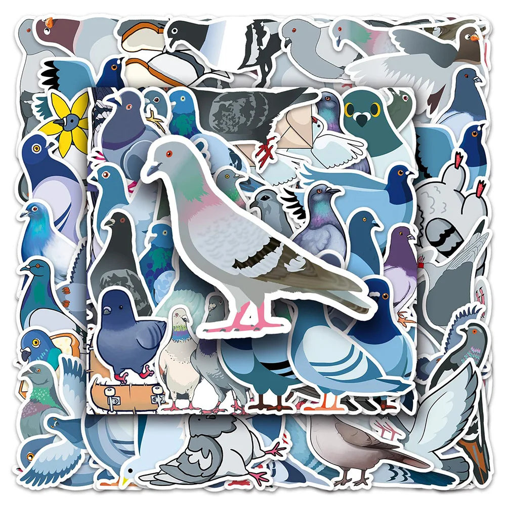 Cartoon Pigeon Stickers Pack - Laptop, Phone, Suitcase, Scrapbook Decals