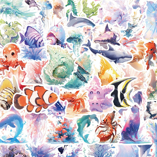 Cute Sea Animal Stickers Waterproof Decals for Laptop, Phone, Notebook, Suitcase - 10/30/50pcs