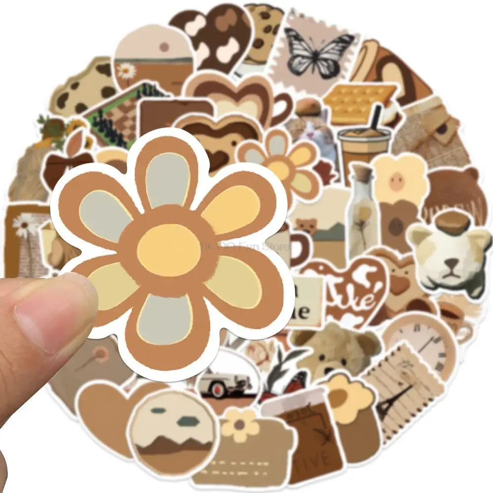 10/25/50PCS Ins Style Cute Stickers Brown Decals Decoration DIY Phone Notebook Suitcase Laptop Fridge Wall Sticker