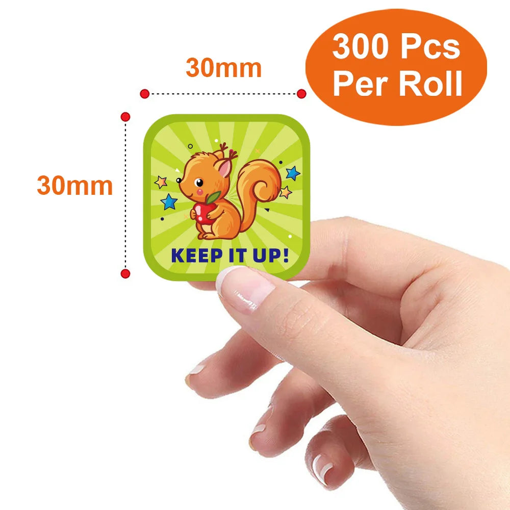 50-300pcs Reward Stickers Cartoon Animal Sealed Packaging Decoration Label Stickers School Teacher Kids Stationery Sticker