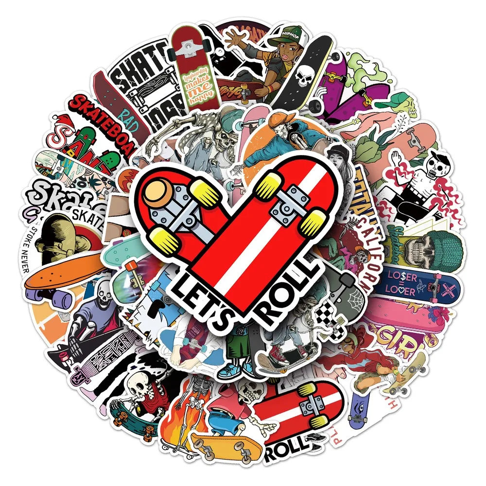 10/50PCS Sports Skateboard Stickers Laptop Bicycle Guitar Skateboard Sticker Kid DIY Graffiti Waterproof Personalized Stickers