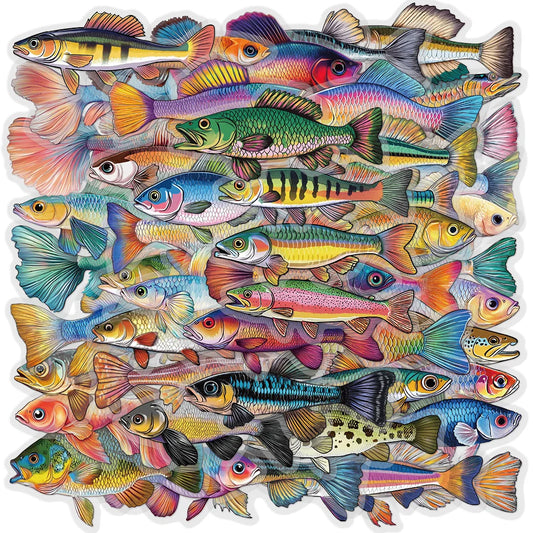 50 Cartoon Fish Stickers: Waterproof Laptop & Phone Decor