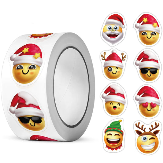 Christmas Fun Face Stickers 8 Designs 100-500pcs