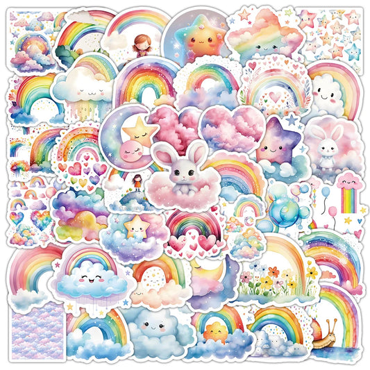 Kawaii Rainbow Cloud Animal Stickers for Laptop Phone Suitcase Notebook