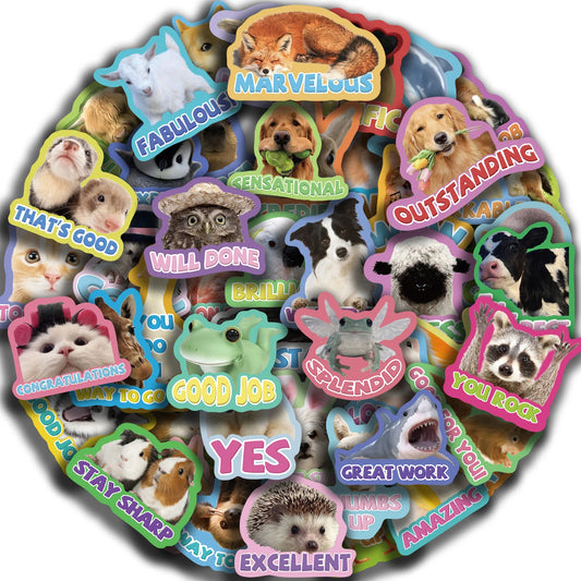 50pcs Cartoon Animal Stickers Waterproof Kids Toy