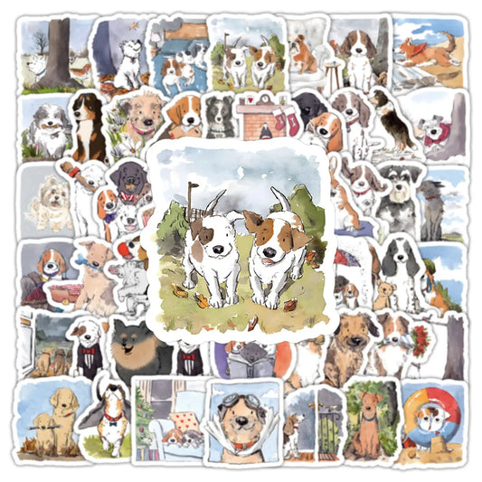 Dog Stickers Pack - Cartoon Animal Decals for Luggage, Laptop, Phone, Car, Bike, Skateboard, Kids Toy