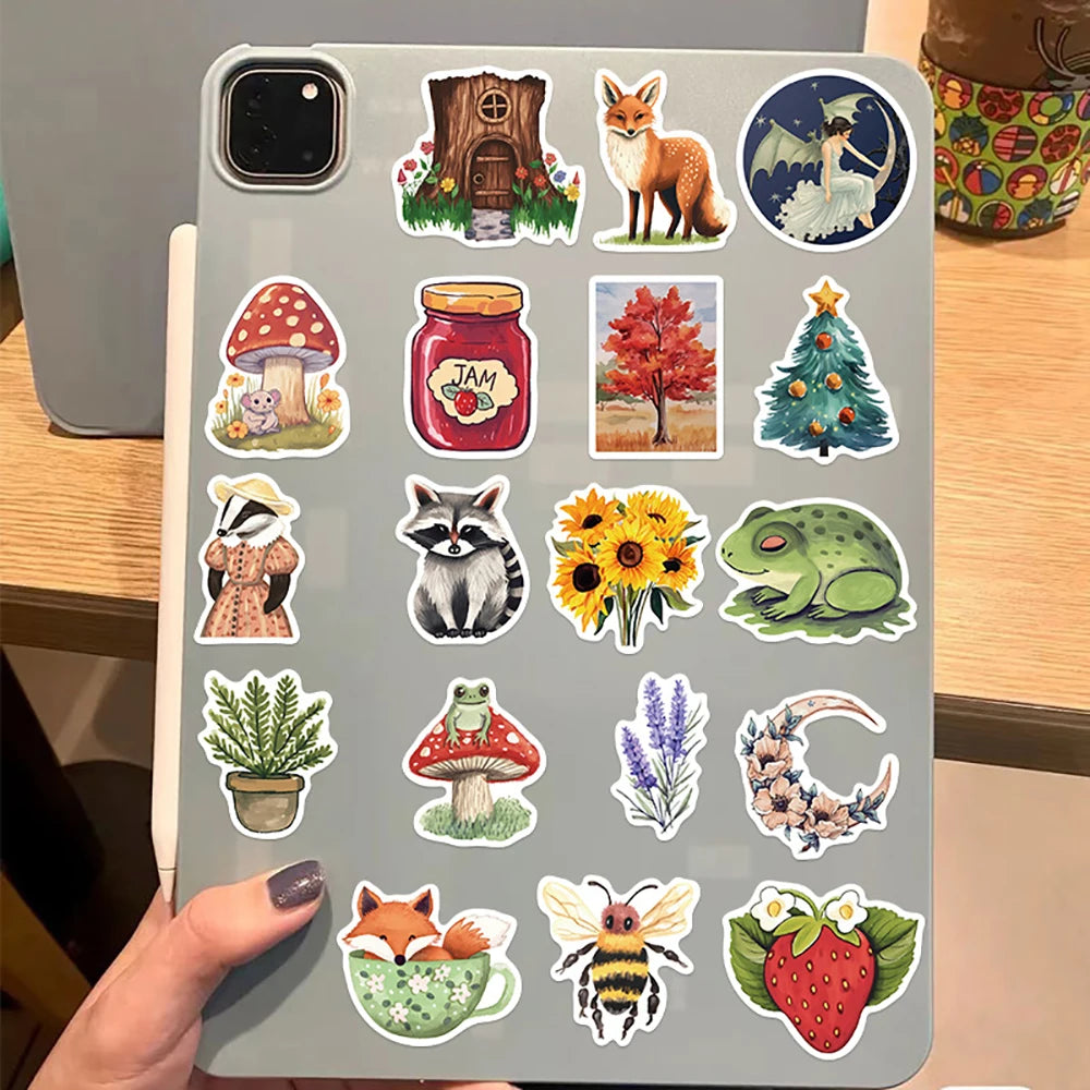 10/30/50PCS Cute Forest Animal Cartoon Stickers DIY Decoration Waterproof Skateboard Fridge Laptop Phone Car Notebook Decals Toy