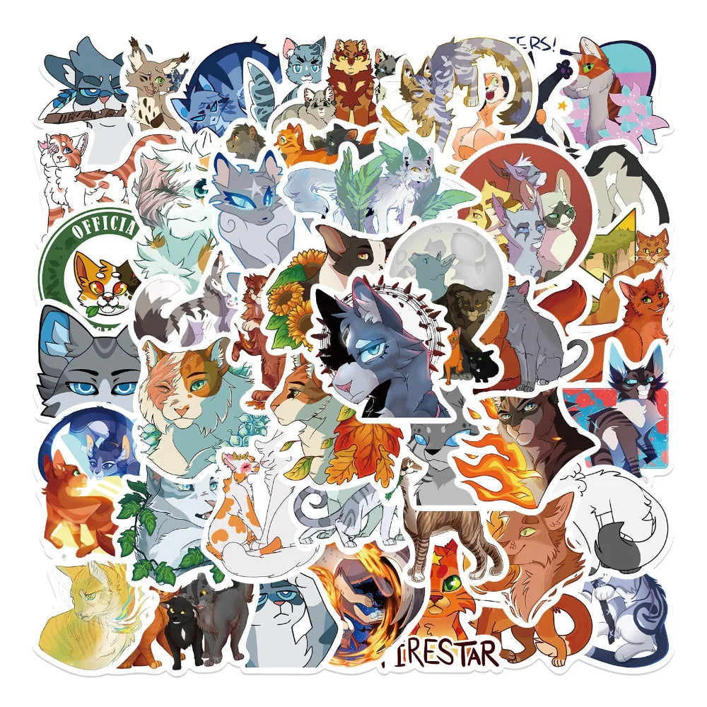 10/52pcs Cartoon Warriors Cats Stickers For Car Laptop Waterproof Decal Graffiti Sticker for Kids Toys Gifts 2023