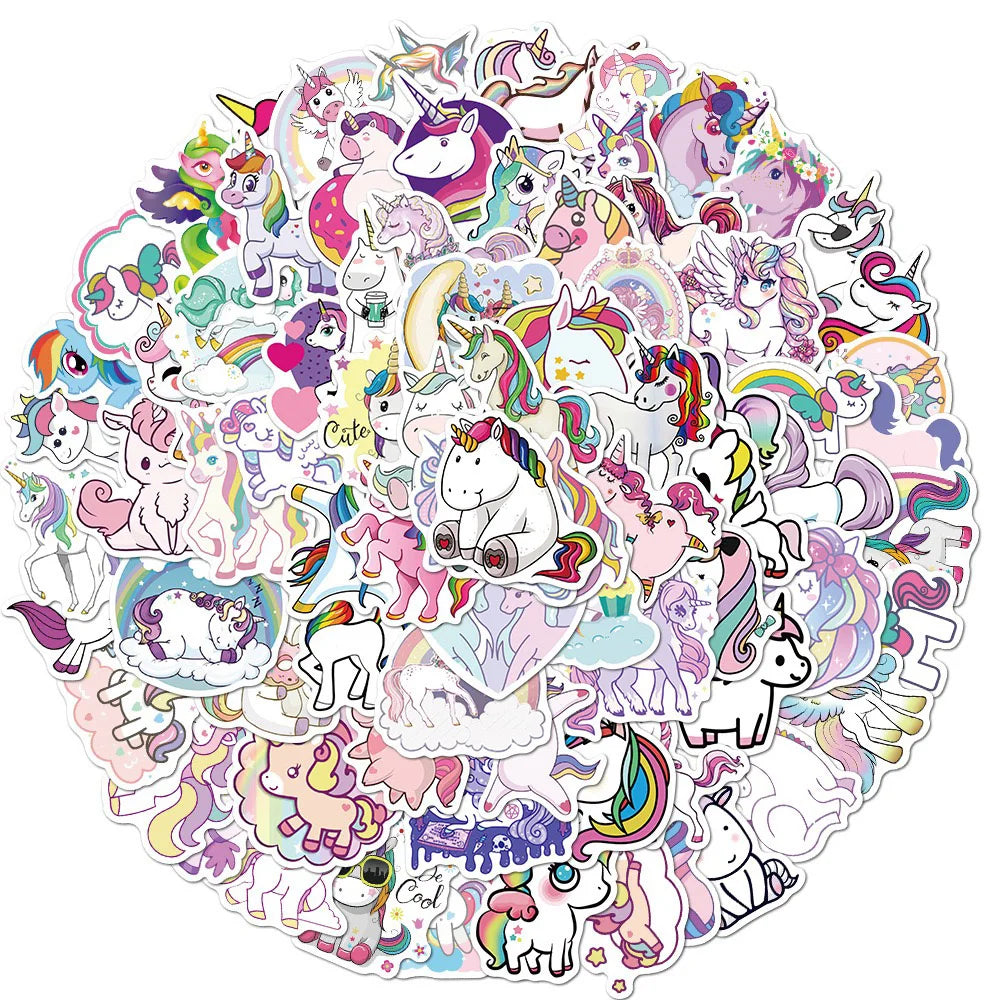 10/30/50/100PCS Cute Animals Pink Unicorn Cartoon Sticker DIY Diary Phone Laptop Luggage Skateboard Graffiti Decals Fun for Kid