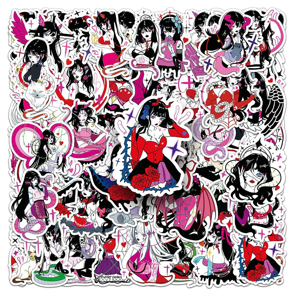 Gothic Anime Demon Girl Stickers Waterproof Decals for Skateboard Laptop Motorcycle Phone Car Bike