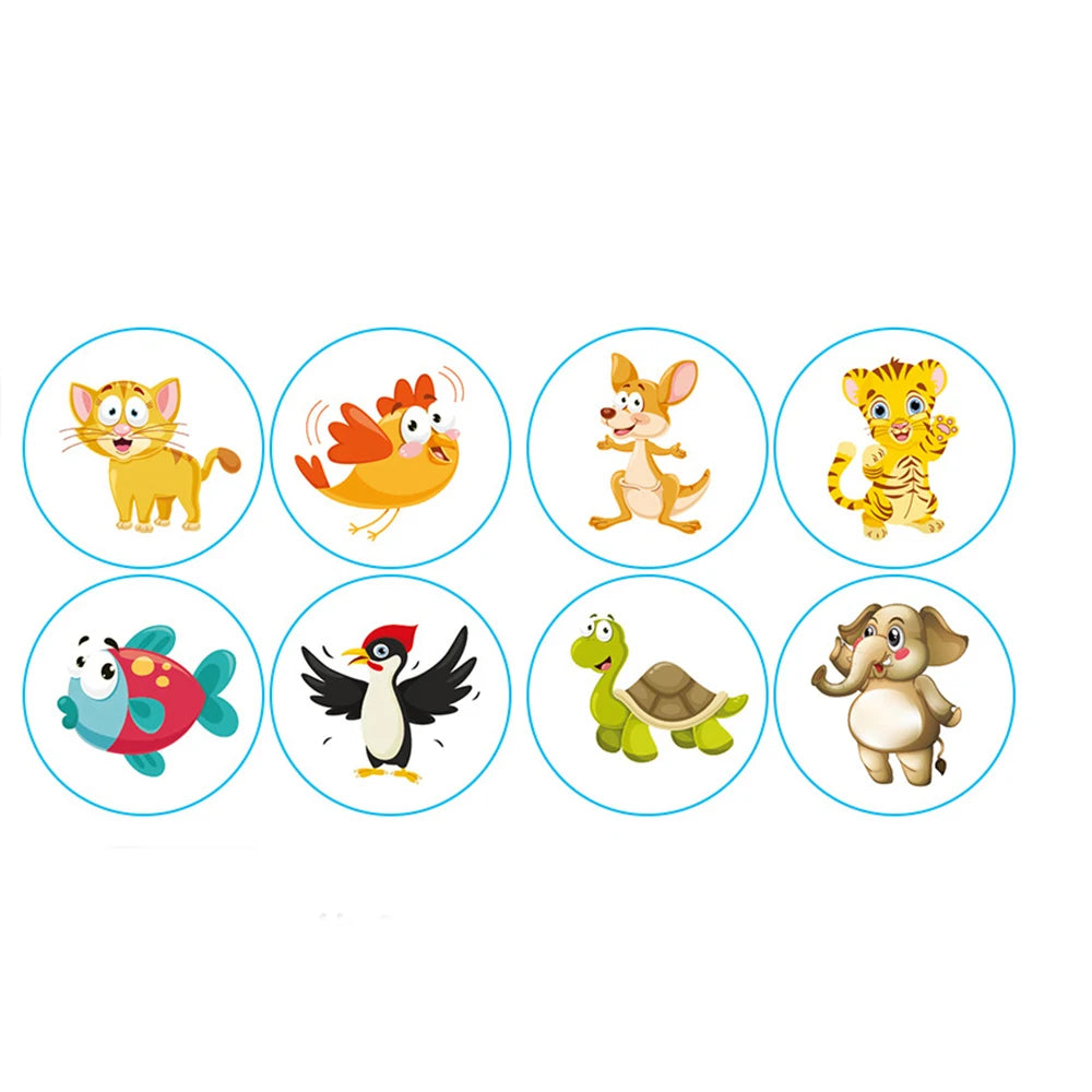 100-500pcs Round Cartoon Animal stickers for kids Teacher Reward Encourage Sticker Office Stationery for Children 1inch