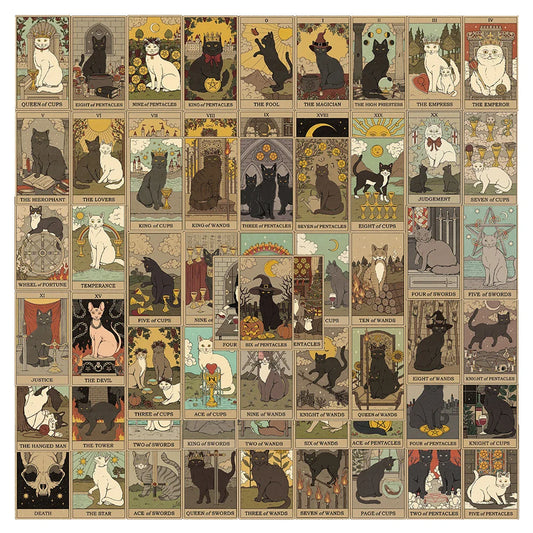 Cartoon Tarot Card Stickers: Divination Aesthetic Decals for Car, Skateboard, Laptop, Luggage, Phone, Kids Toy