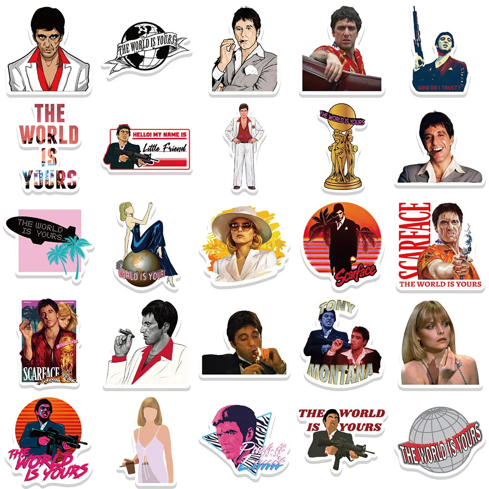 10/30/50pcs Movie Scarface Tony Montana The World Is Yours Sticker Packs