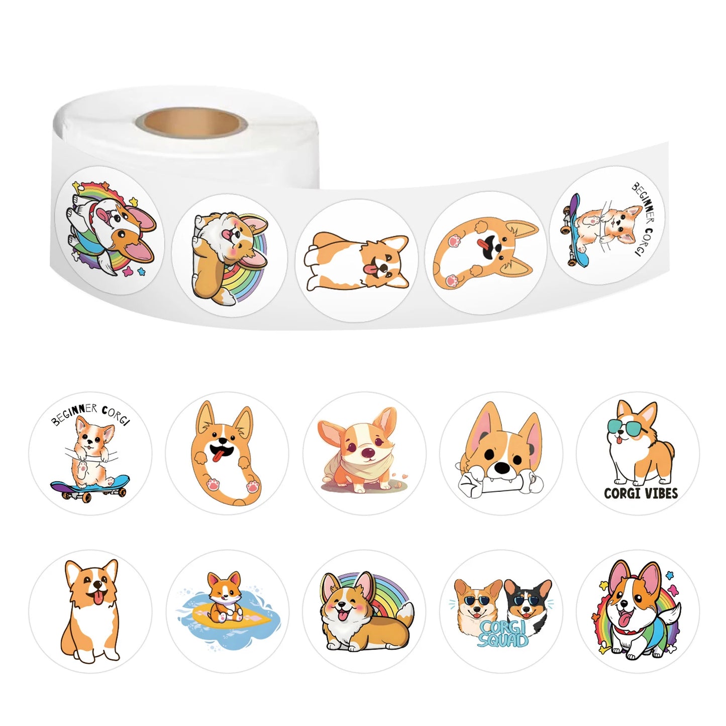 100-500pcs Cute Cartoon Dog Stickers for Kids Children's Packaging Animal Reward Sealing Label DIY Album Stationery Sticker