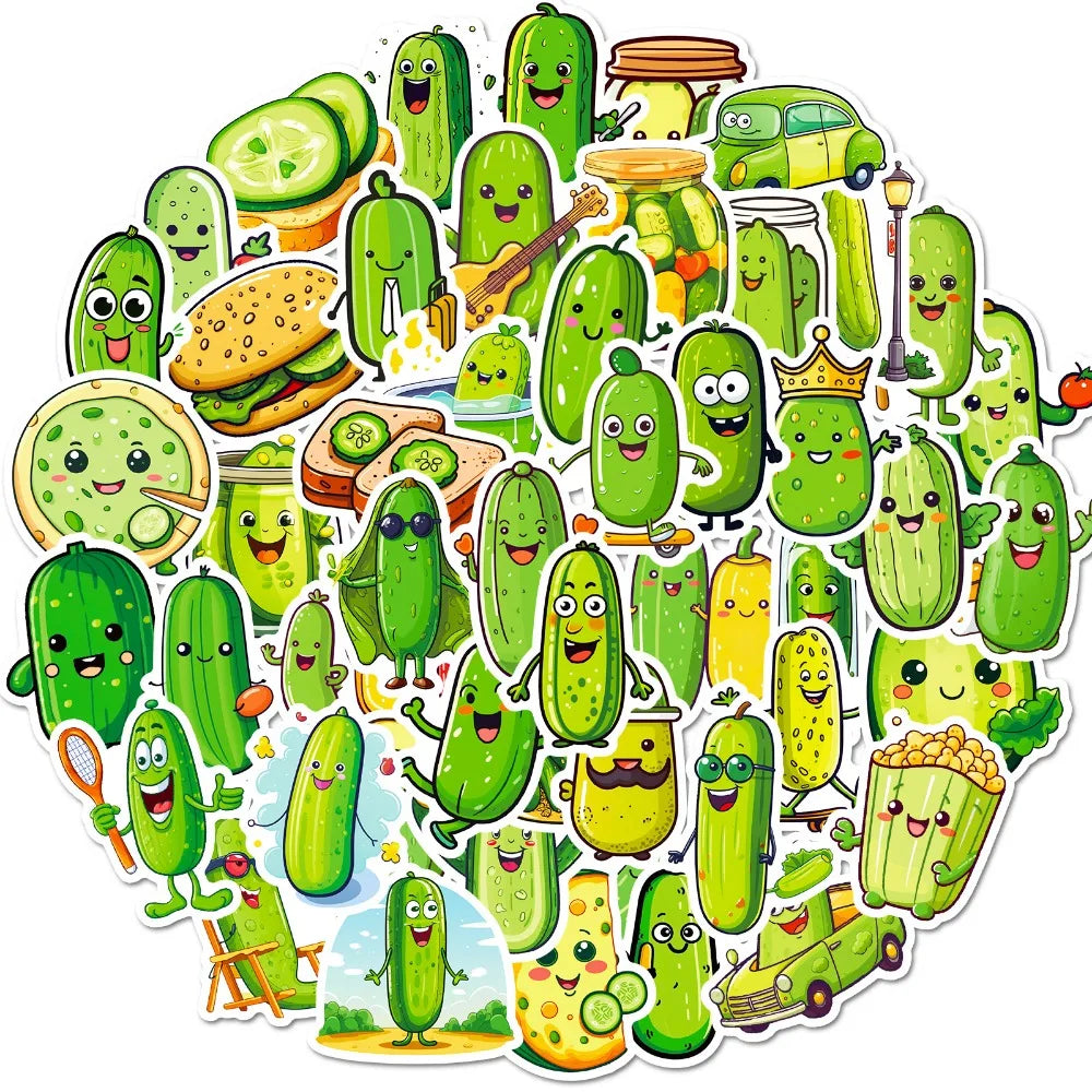 10/50PCS Funny Cartoon Pickle Cucumbers Graffiti Stickers Decals Kids Toy Laptop Scrapbook Phone Suitcase Decoration Sticker