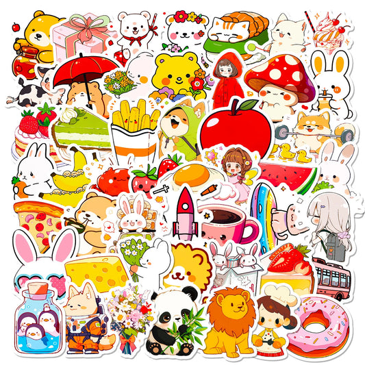 50pcs Cute Cartoon Graffiti Stickers for Helmet, Wall, Desktop Decoration