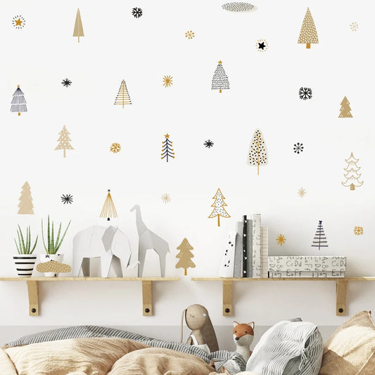 Snowflake Winter Tree Star Nursery Wall Decals Stickers Kids Room Decor
