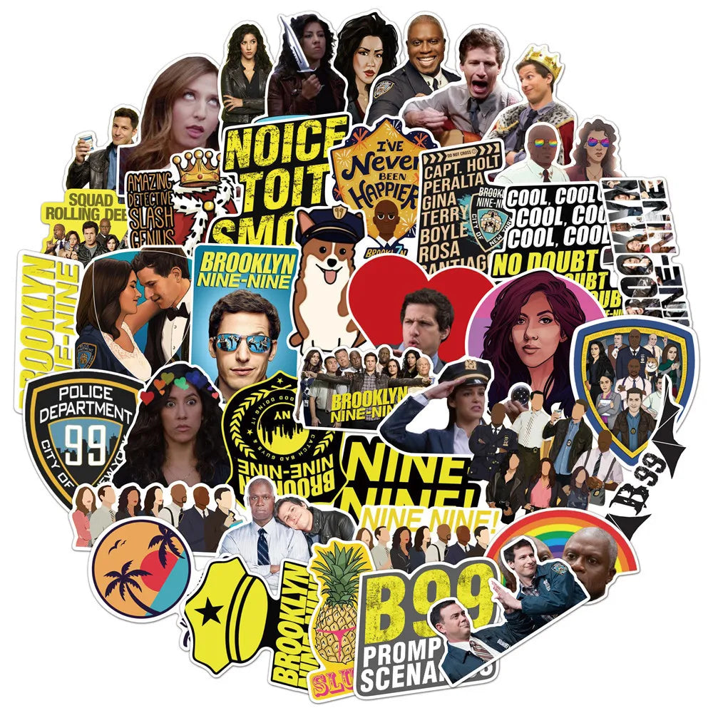 50PCS TV Series Brooklyn Nine-Nine Stickers for DIY Stationery Decal Pegatina Motorcycle Skateboard Laptop Guitar Sticker