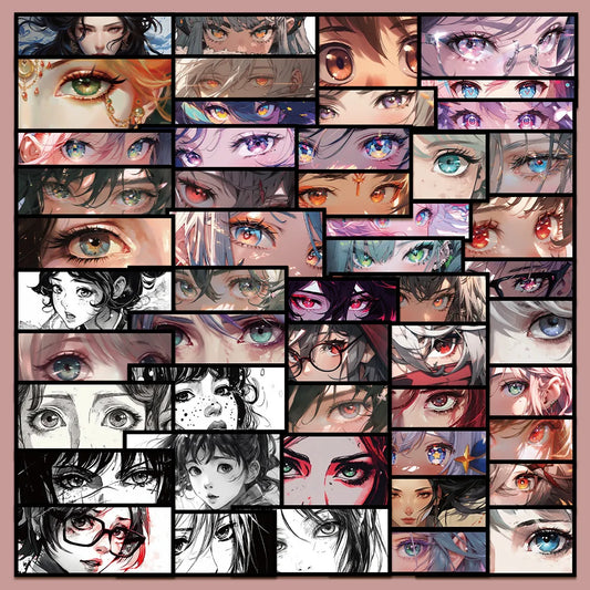 50pcs Anime Girl Eyes Stickers for Helmet, Wall, Desktop Decoration, DIY Pack Wholesale