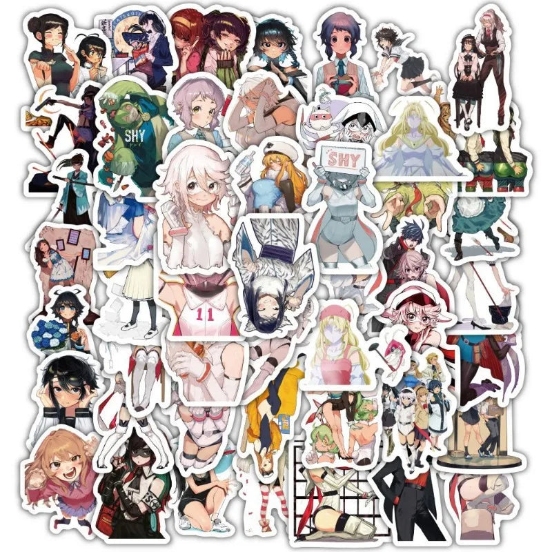 60pcs Anime Cartoon Stickers for Laptop, Phone, Car, Scooter, Water Bottle, Suitcase, Stationery, Refrigerator