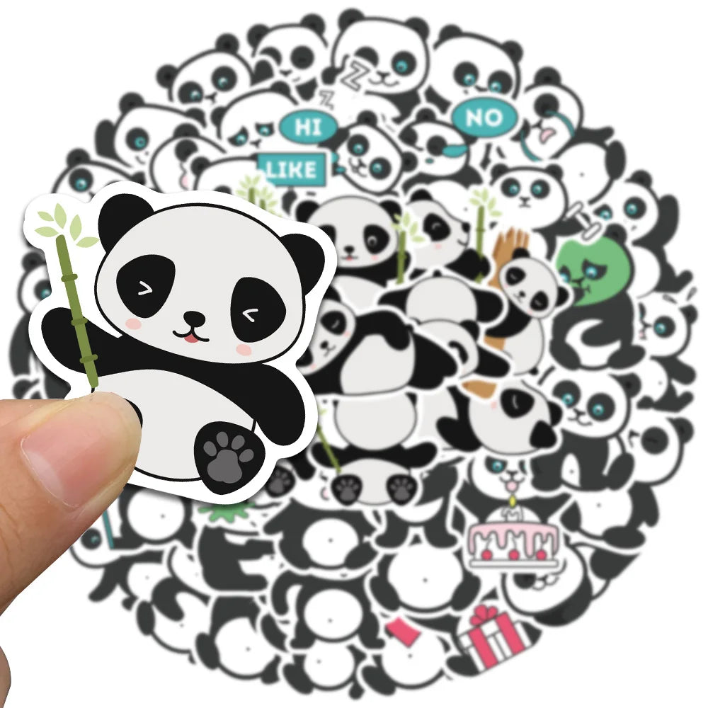 50pcs Cute Cartoon Panda Animals Stickers Kids Toy Vinyl Waterproof Graffiti Guitar Laotop Phone Luggage Sticker Decals