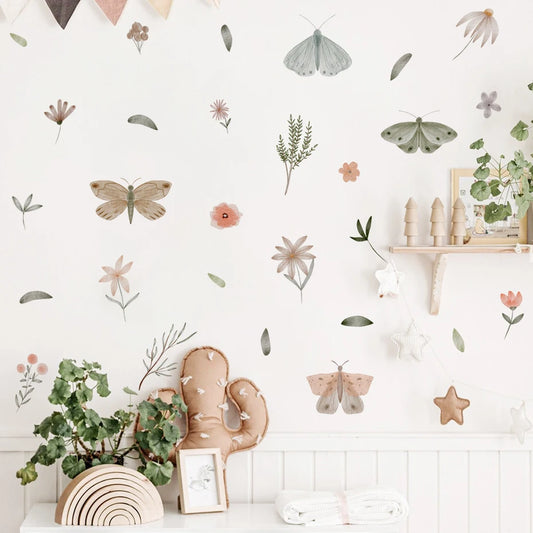 Pastel Watercolor Butterfly Wall Decal for Nursery Decor