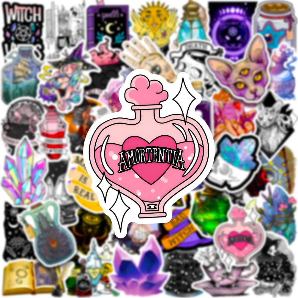 10/30/50pcs Cool Art Gothic Magic Apothecary Witch Crystal Stickers Skateboard Motorcycle Car Laptop Funny Sticker Decal Kid Toy