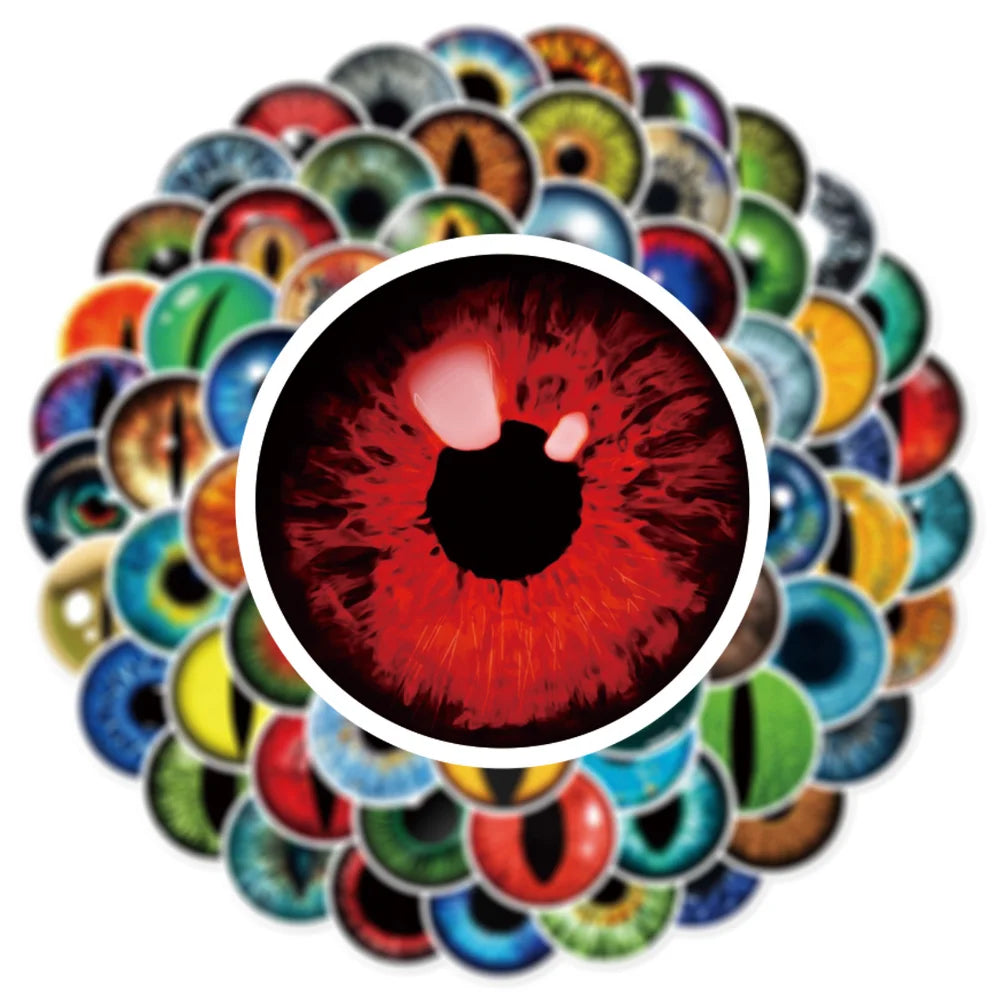 10/80Pcs Trendy Cartoon Horror Eyeball Sticker Graffiti Helmet Cup DIY Waterproof PVC GraffitiSticker Children Toys Wholesale