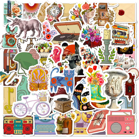 Vintage Cartoon Art Stickers Decals for Laptop Phone Scrapbook Suitcase Guitar Kids Toys