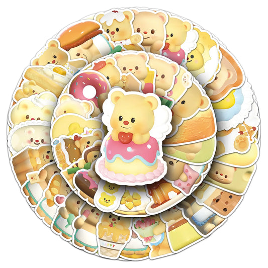 3D Cute Bear Cartoon Stickers PVC Waterproof Skateboard Notebook Decor
