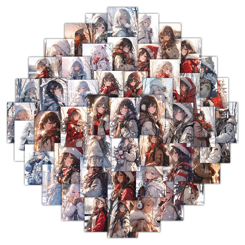Anime Winter Girl Stickers Decals for Laptop Phone Luggage Decoration