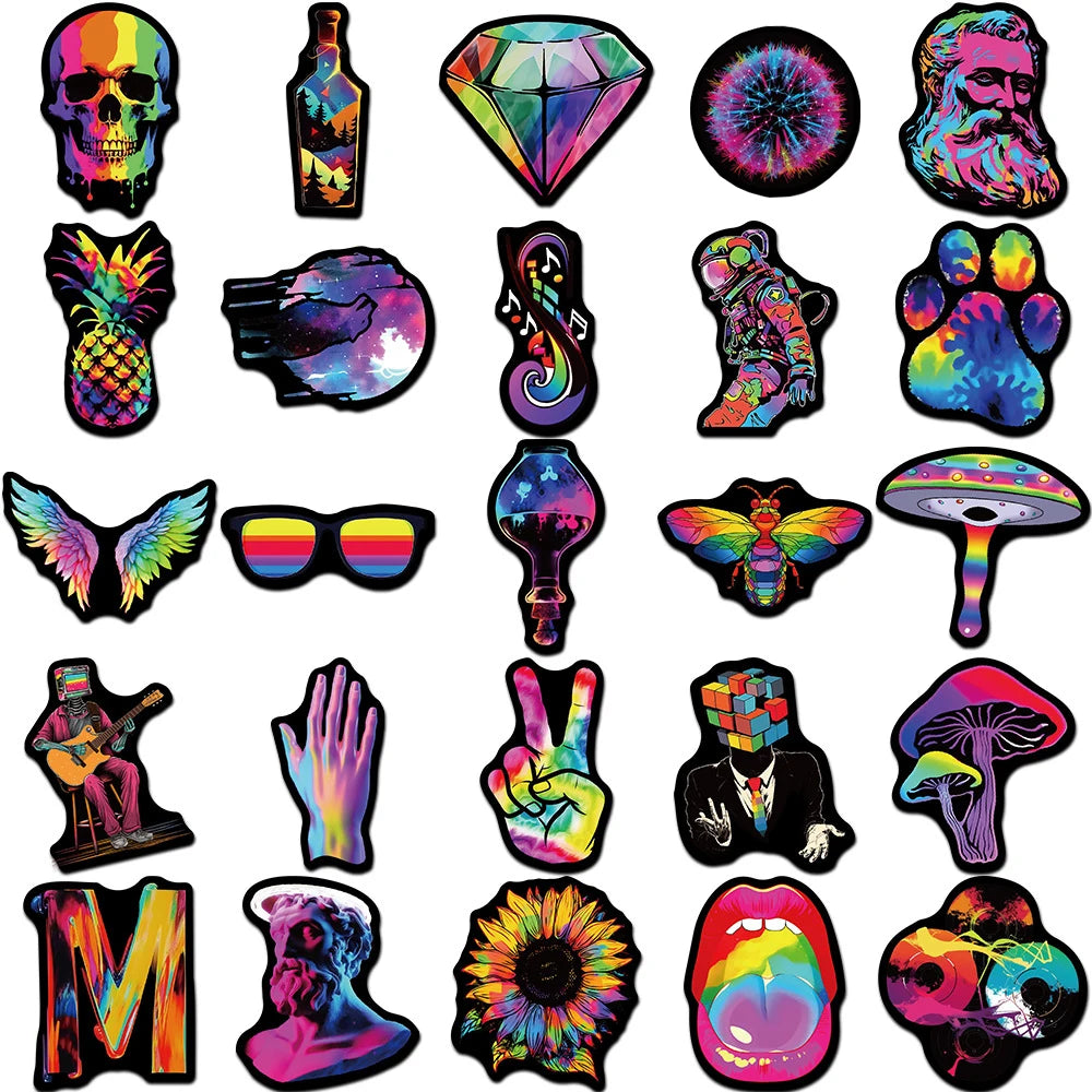 10/30/50pcs Cartoon Rainbow Cool Waterproof Stickers Aesthetic Decals DIY Laptop Suitcase Phone Car Decoration Sticker Kids Toys