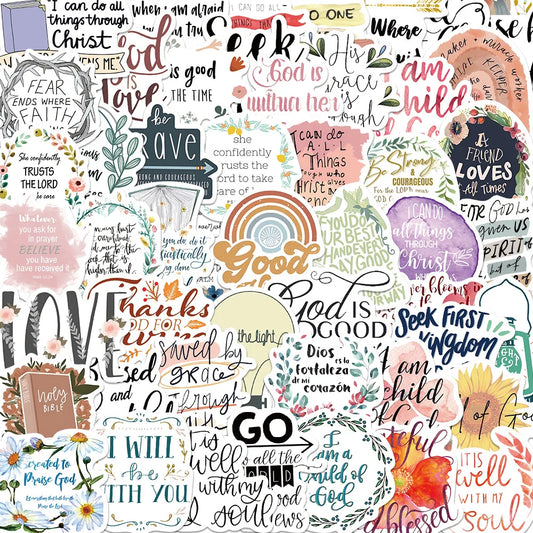 Jesus Graffiti Stickers Bible Verse Faith Decals for Water Bottles Laptop Phone Refrigerator