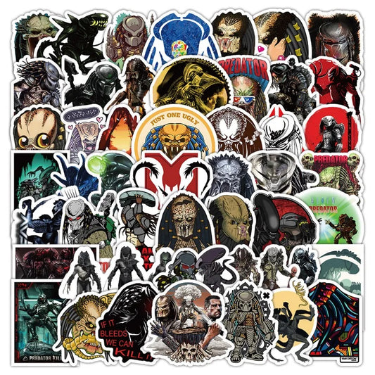 50pcs Predator Stickers for Laptop, Phone, Car, Scooter, Water Bottle, Suitcase, Refrigerator