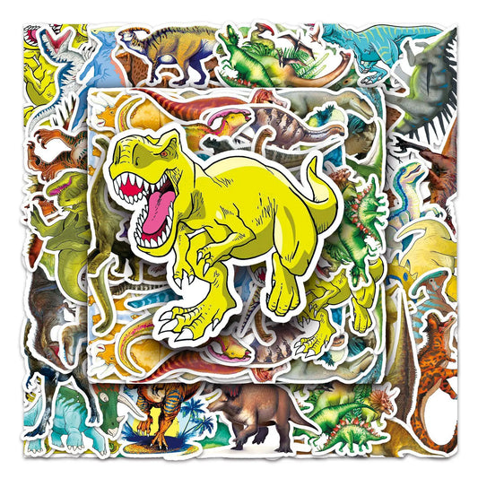 Dinosaur Stickers Pack - Waterproof Cartoon Decals for Kids, Skateboards, Laptops, Cars, Bikes