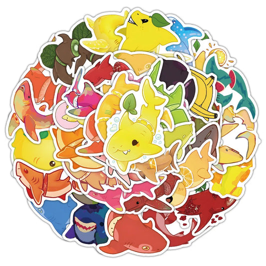 Fruit & Shark Cartoon Stickers: Kids, Laptop, Car Decor