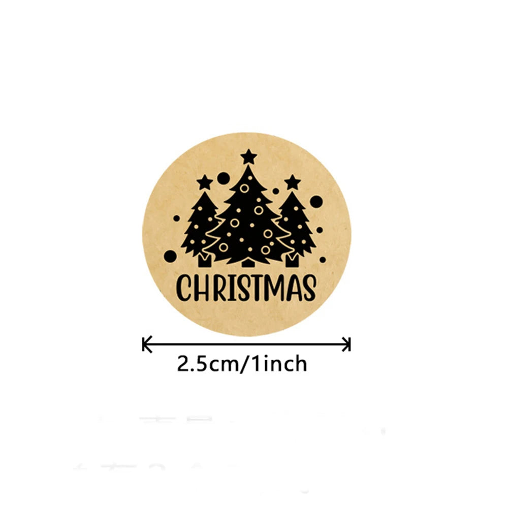 100-500pcs Brown Christmas Labels Sealing Sticker Aesthetic Kraft Paper Thank You Stationery Supply Decorative Scrapbook