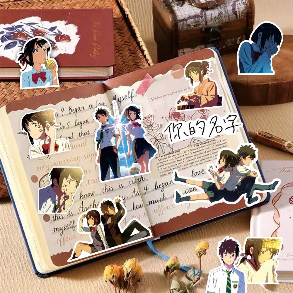 10/70Pcs Anime Makoto Shinkai Stickers Tachibana Taki Miyamizu Mitsuha Decorative Guitar Handbook Adhesive Sticker