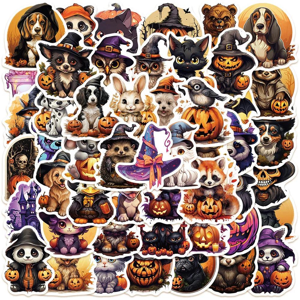 Halloween Horror Animal Stickers Waterproof Graffiti Decoration 10/30/50pcs