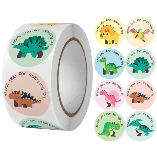 100-500Pcs Round Dinosaur Children Reward Stickers Cute Toy Tags Gift Decoration Sealing Label Stationery Supplies Stickers