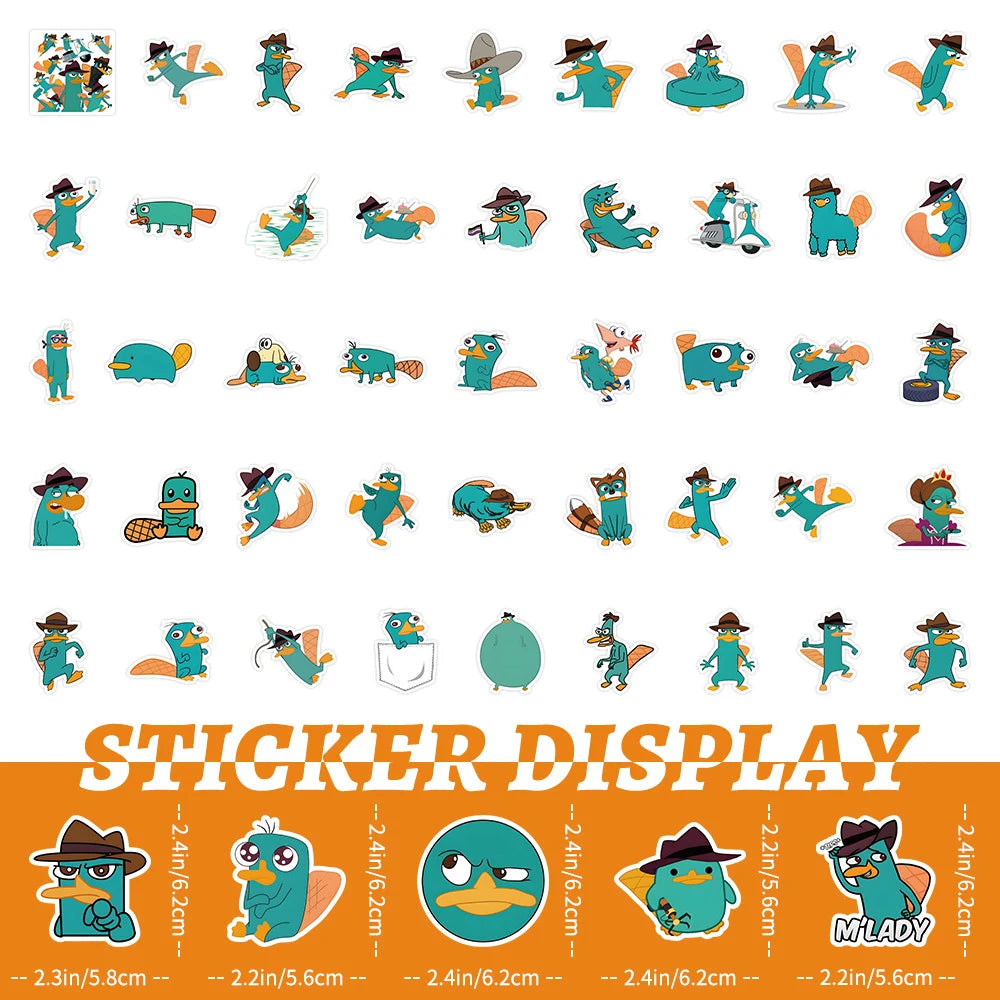 10/30/50pcs Disney Cartoon Anime Perry the Platypus Stickers Laptop Motorcycle Phone Notebook Graffiti Sticker Decals Kids Toys