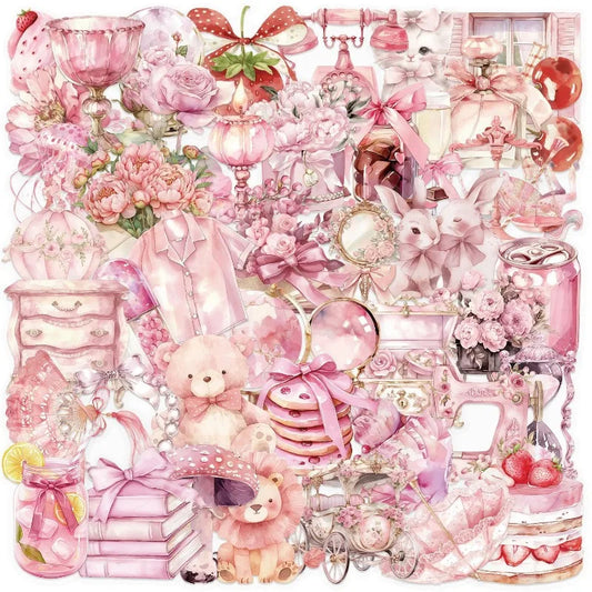 50pcs Pink Fairy Stickers for Laptop, Phone, Car, Scooter, Water Bottle, Suitcase, Stationery, Refrigerator