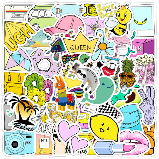 50pcs Fashion Cartoon Stickers for Helmet, Desktop, Wall Decoration
