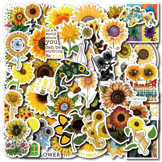 Cartoon Sunflower You Are My Sunshine Waterproof Stickers for Phone, Laptop, Scrapbook, Water Bottle - 10/30/50pcs
