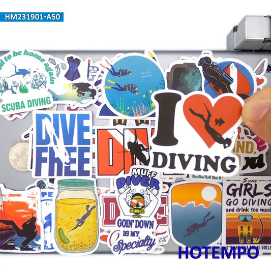 20/30/50Pieces Scuba Diving Underwater Adventure Travel Stickers for Scrapbook Phone Luggage Motorcycle Car Bike Laptop Sticker