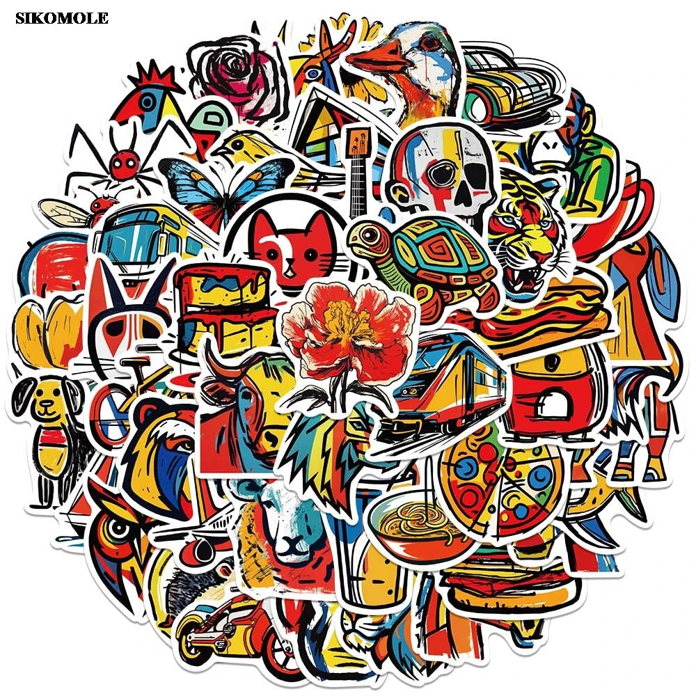 Colorful Wild Animal Cartoon Stickers - 10/30/50pcs Abstract Art DIY Laptop Notebook Decals