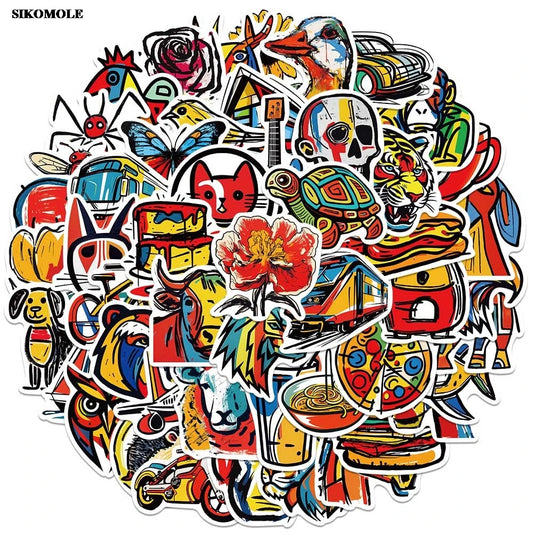 Colorful Wild Animal Cartoon Stickers - 10/30/50pcs Abstract Art DIY Laptop Notebook Decals