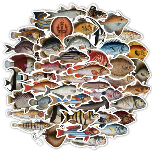 Sea Fish Stickers 10/25/50pcs Cartoon DIY Scrapbook Water Bottle Phone Laptop Guitar Decal